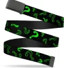Black Buckle Web Belt - Question Mark Scattere2 Black/Neon Green Webbing