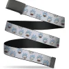 Black Buckle Web Belt - Rick & Morty Rick Expressions Scattered Gray Webbing
