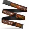 Black Buckle Web Belt - SCOOBY DOO Running Chase Orange/Black/White Webbing