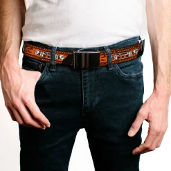 Black Buckle Web Belt - SCOOBY DOO Running Chase Orange/Black/White Webbing