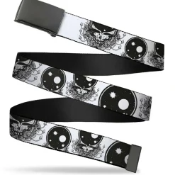 Black Buckle Web Belt - Space Your Face White/Black Webbing