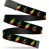 Black Buckle Web Belt - Steal Your Face w/Lightning Bolt Repeat Black/Rasta Webbing