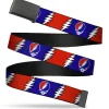 Black Buckle Web Belt - Steal Your Face w/Lightning Bolt Repeat Red/White/Blue Webbing