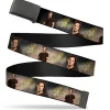 Black Buckle Web Belt - SUPERNATURAL Pentagram/Sam Pose2 Tans Webbing
