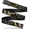 Black Buckle Web Belt - SUPERNATURAL-JOIN THE HUNT/White Snake Webbing