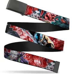 Black Buckle Web Belt - 5-Suicide Squad Villains Group Reds Webbing