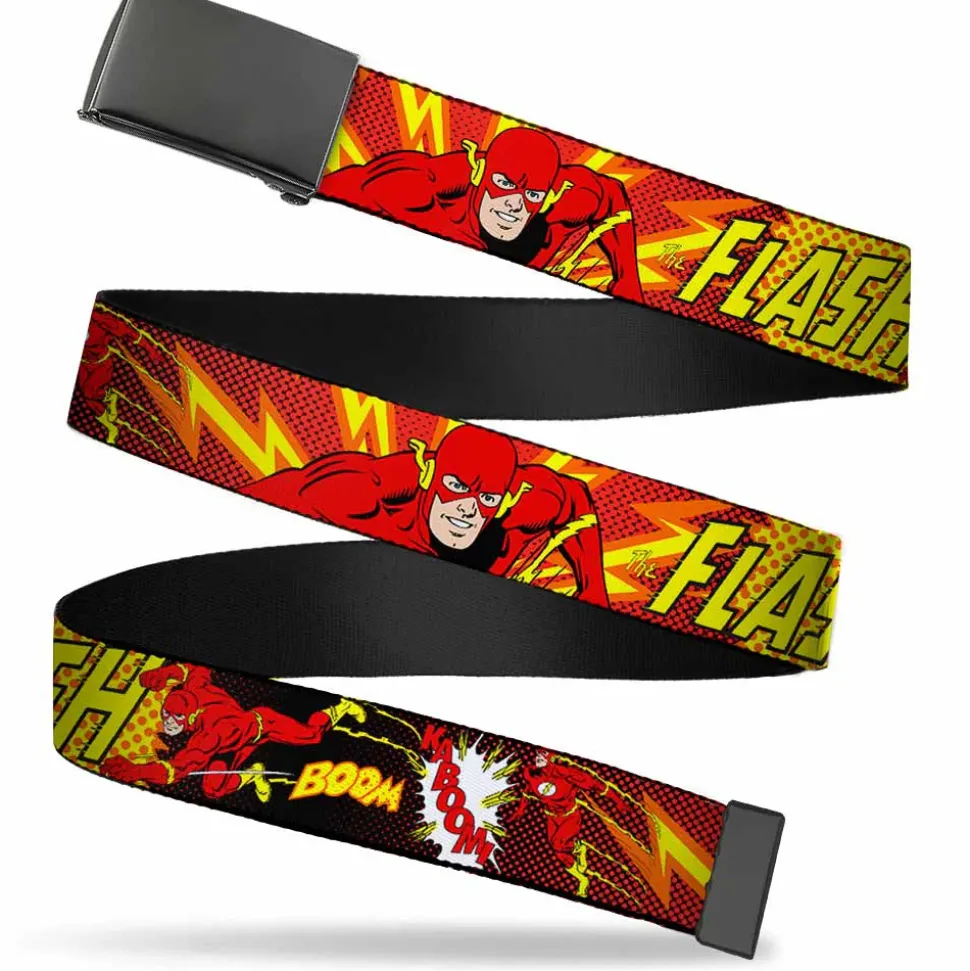 Black Buckle Web Belt - The Flash BOOM-KABOOM! Webbing