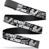 Black Buckle Web Belt - WONDER WOMAN Action Pose/Text Collage Black/White/Grays Webbing