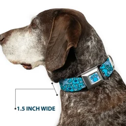 Blue's Clues Paw Full Color Blues Seatbelt Buckle Collar - Blue's Clues Blue Poses Scattered Blues