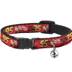 Breakaway Cat Collar with Bell - Cars Lightning McQueen Smiling Pose/95 Reds/White/Orange