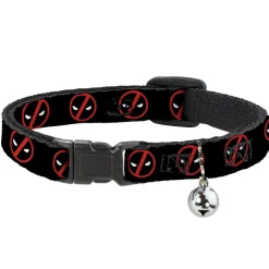 Breakaway Cat Collar with Bell - Deadpool Logo2 Black/Red/White
