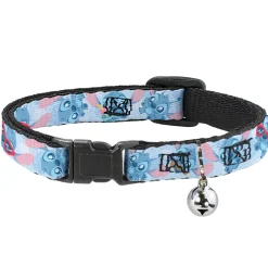 Breakaway Cat Collar with Bell - Baby Stitch Poses Close-Up Baby Blue