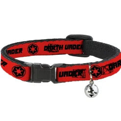 Breakaway Cat Collar with Bell - Star Wars DARTH VADER Text and Galactic Empire Logo Red/Black