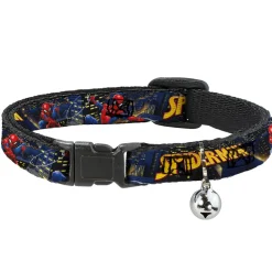 Breakaway Cat Collar with Bell - SPIDER-MAN Title Logo and Action Skyline Poses