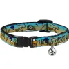 Breakaway Cat Collar with Bell - Road Runner/Wile E. Coyote Scene1 Brown Fade