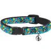 Breakaway Cat Collar with Bell - Finding Nemo and Friends Underwater Character Collage Blue