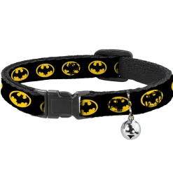 Breakaway Cat Collar with Bell - Batman 1989 Logo Black/Yellow
