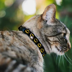 Breakaway Cat Collar with Bell - Batman 1989 Logo Black/Yellow