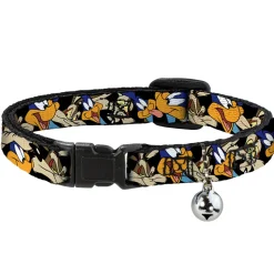 Breakaway Cat Collar with Bell - Road Runner/Wile E. Coyote Expressions Stacked Black