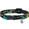 Breakaway Cat Collar with Bell - BATMAN Poses and Logo Collage Black/Blue/Yellow