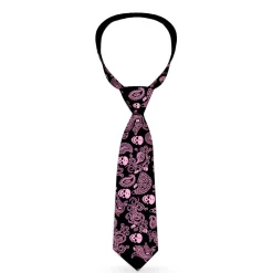 Buckle-Down Necktie - Bandana/Skulls Black/Pink