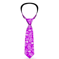 Buckle-Down Necktie - Bandana/Skulls Purple/White