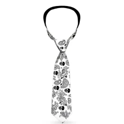 Buckle-Down Necktie - Bandana/Skulls White/Black