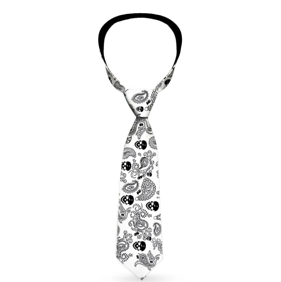 Buckle-Down Necktie - Bandana/Skulls White/Black