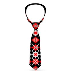 Buckle-Down Necktie - BD Argyle Black/Red/Gray