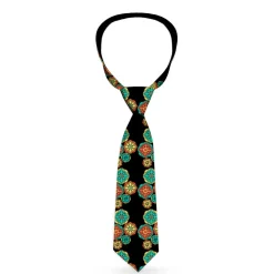 Buckle-Down Necktie - Boho Mandala Black/Yellow/Turquoise/Orange