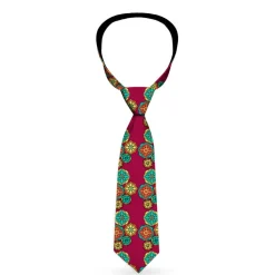 Buckle-Down Necktie - Boho Mandala Burgundy/Yellow/Turquoise/Orange