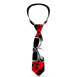 Buckle-Down Necktie - Brass Knuckles/Skulls/Roses Black/Red/White