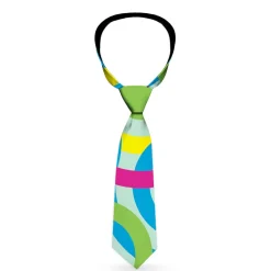 Buckle-Down Necktie - Bullseye Stacked Swirl Blues/Green/Yellow/Pink