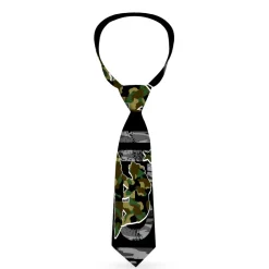 Buckle-Down Necktie - CALIFORNIA/Flag Bear Black/Camo Gray/Camo Olive
