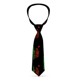 Buckle-Down Necktie - California Flag Bear Black