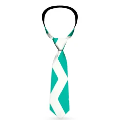 Buckle-Down Necktie - Chevron Stripe White/Teal