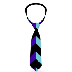 Buckle-Down Necktie - Chevron3 Split Turquoise/Purple/Black