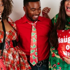 Buckle-Down Necktie - Christmas Trees/Stars Red/White/Green