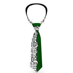 Buckle-Down Necktie - Colorado Mountains Green/White/Black Text