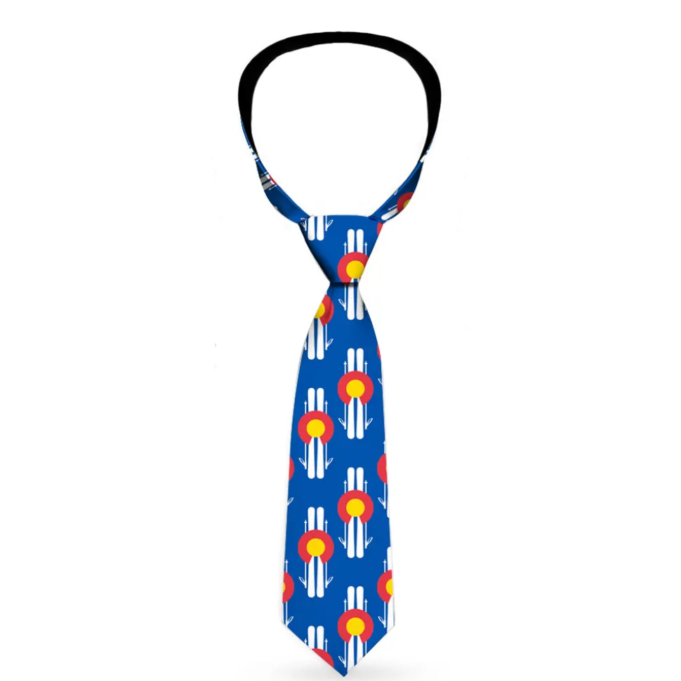 Buckle-Down Necktie - Colorado Logo/Skis Blue/White/Red/Yellow