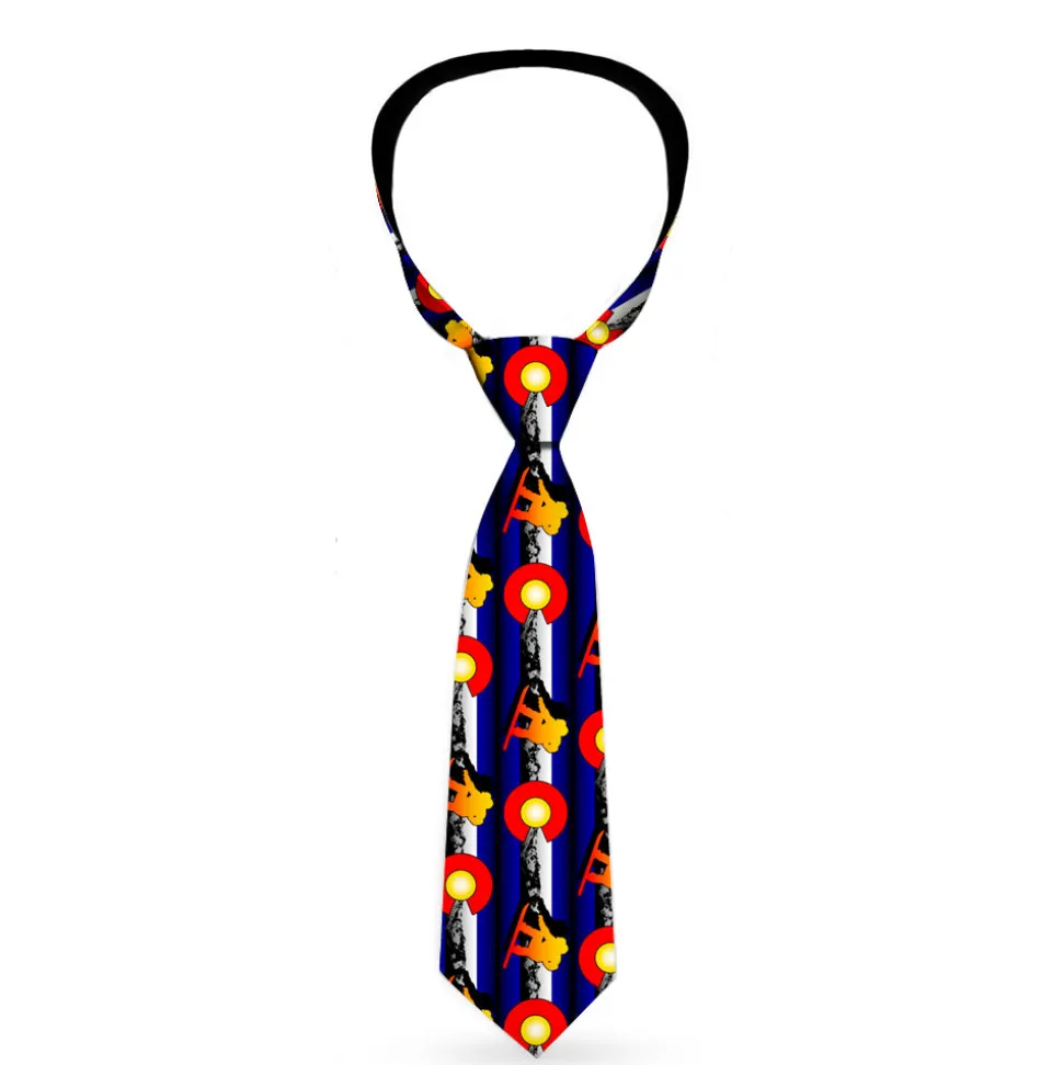 Buckle-Down Necktie - Colorado Snowboarder3 Orange/Mountians
