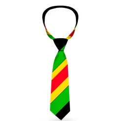 Buckle-Down Necktie - Diagonal Stripes Black/Green/Yellow/Red