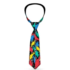 Buckle-Down Necktie - Dinosaurs/Paint Splatter Black/White/Multi Color
