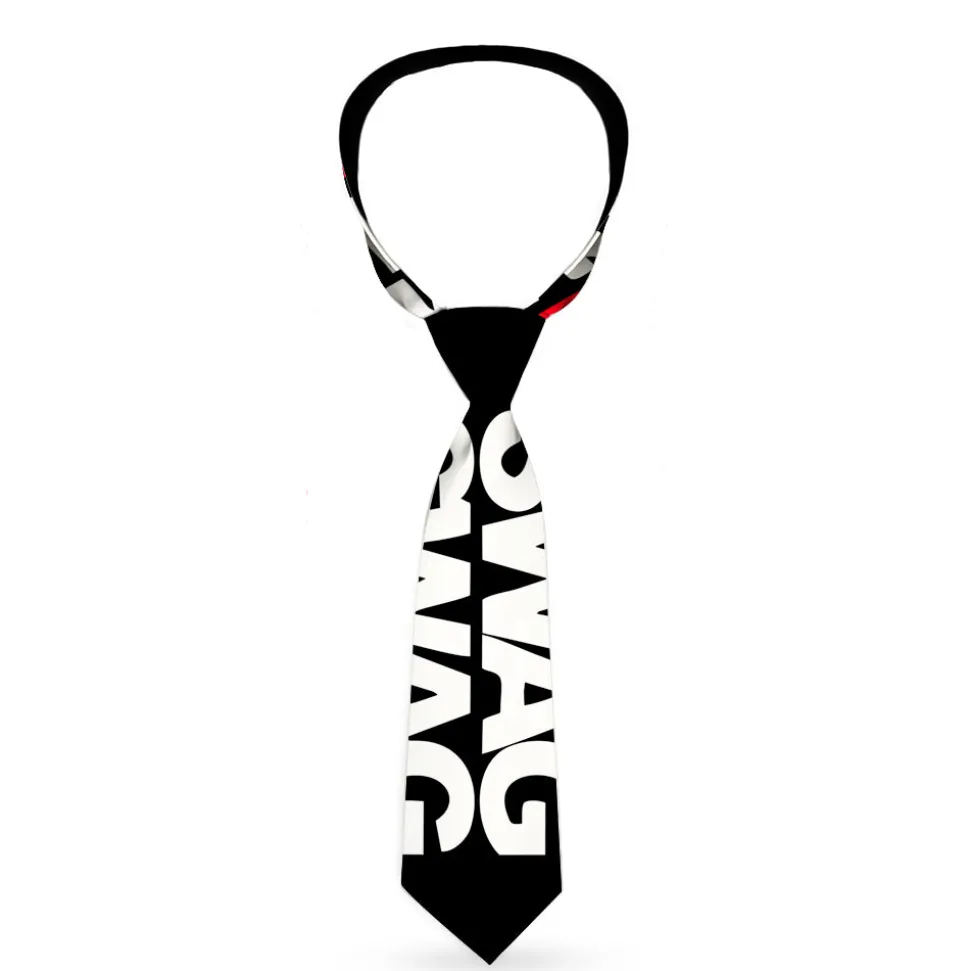 Buckle-Down Necktie - Double SWAG Black/White/Red Stripe