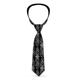 Buckle-Down Necktie - Fleur-de-Lis w/Filigree Black/Gray