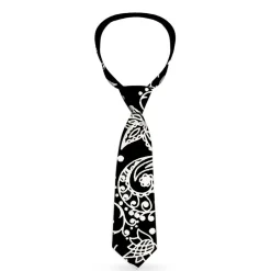Buckle-Down Necktie - Floral Paisley Black/White