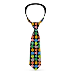 Buckle-Down Necktie - Flowers Black/Multi Color