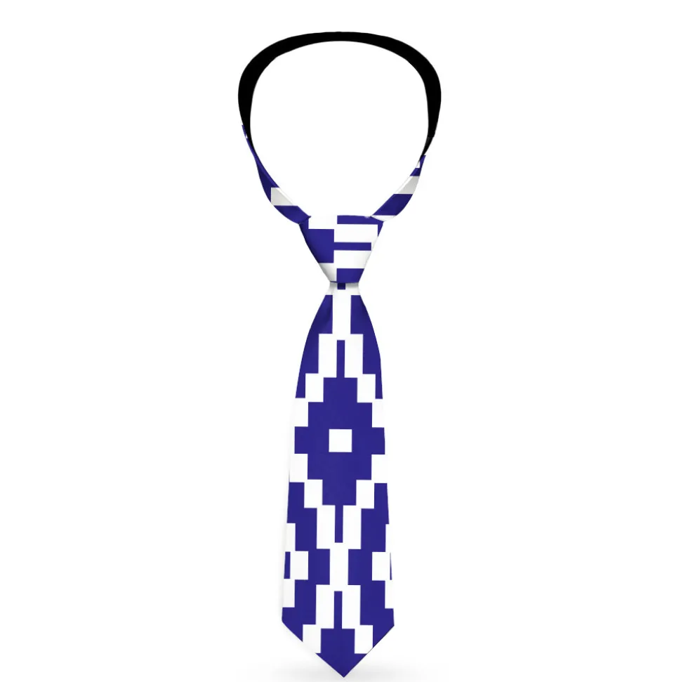 Buckle-Down Necktie - Geometric Diamond Blue/White