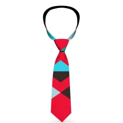 Buckle-Down Necktie - Geometric9 Black/Red/Turquoise/Ivory