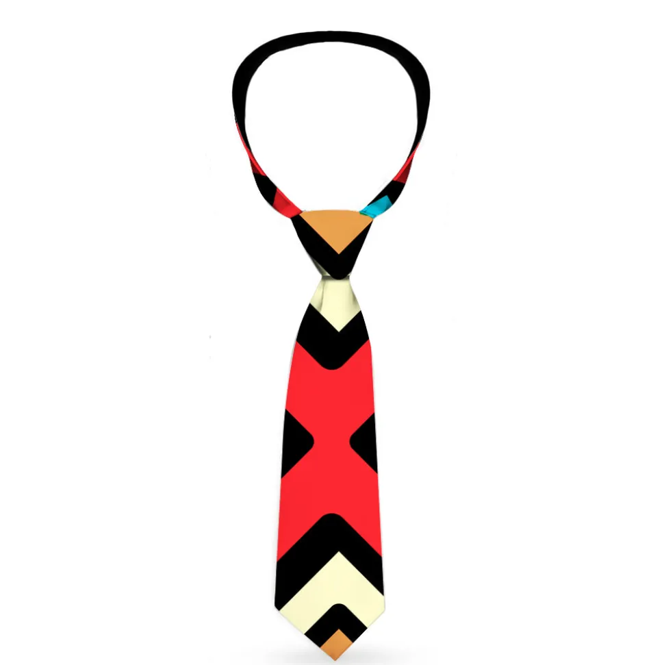 Buckle-Down Necktie - Geometric1 Black/Red/Tan/Brown/Baby Blue